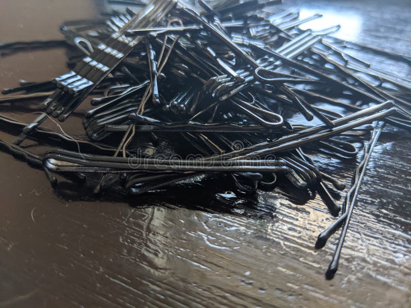 Pile of Black Metal Bobby Pins Stock Image Image of care, single