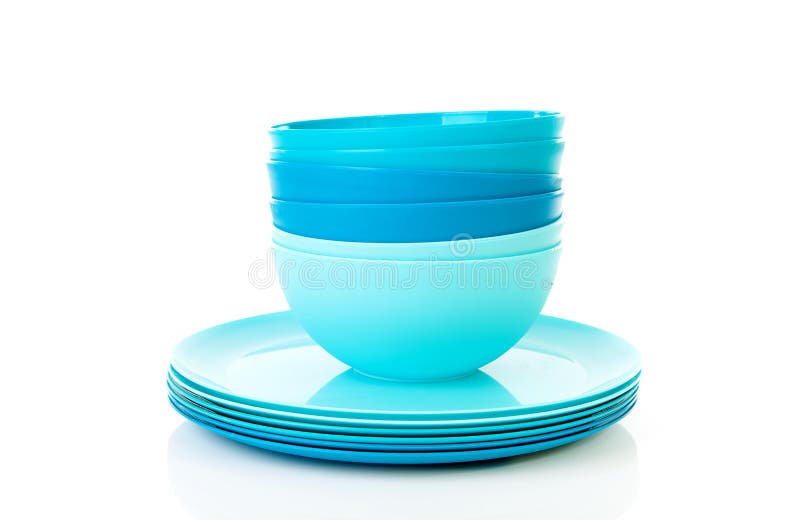 Pile of Blue Plastic Plates and Bowls Stock Photo Image of tool