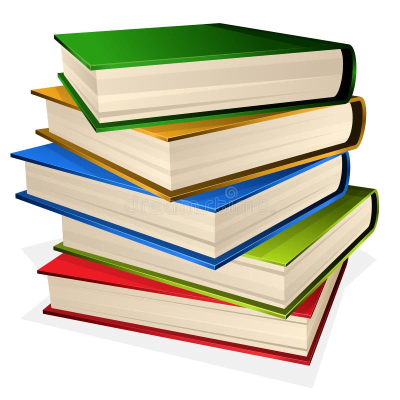 Pile of books isolated on white stock illustration