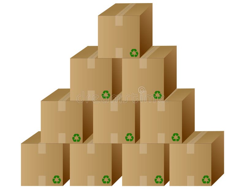 A pile of closed recycled boxes. Vector file also available. Pile boxes vectors