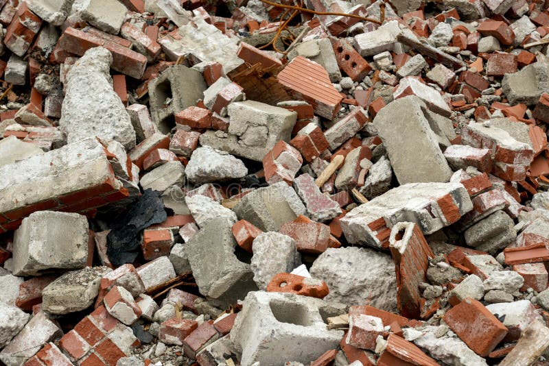 Pile of Brick and Cinder Block Rubble Stock Image Image of industrial