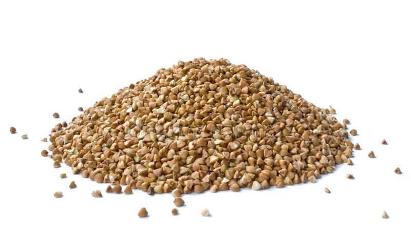 Pile of buckwheat isolated over white