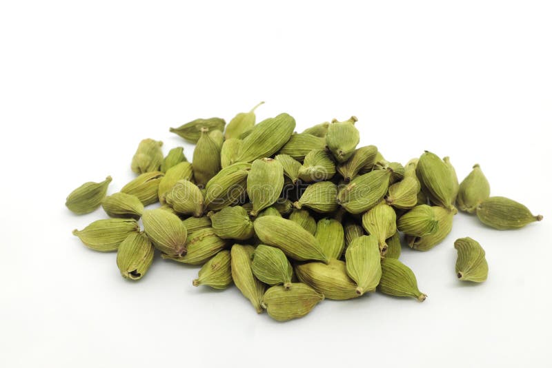 Pile of Cardamom or Cardamon Seeds Spice Isolated on White Background