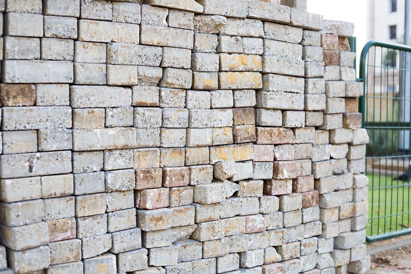 Pile of cement brick block stock photo. Image of block - 61452834