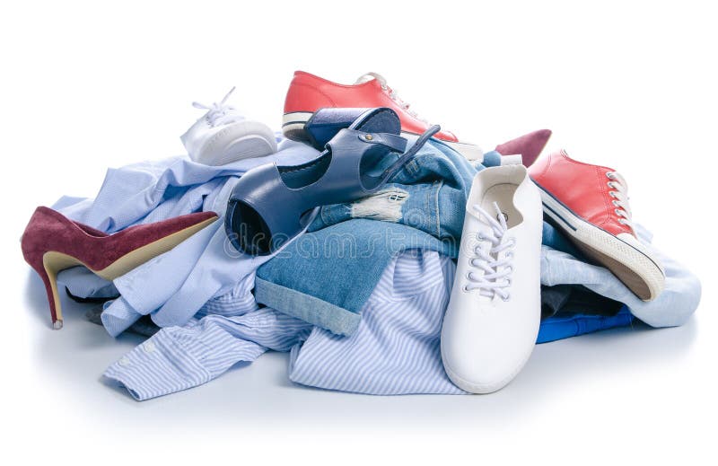 Envision Of God Reverse A Pile of Clothes and Shoes Stock Image - Image of casual, accessories:  140057577