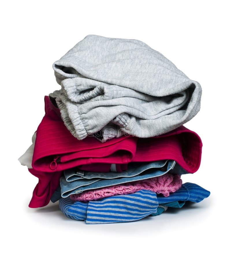 Pile of Clothes White Isolated Stock Image - Image of housework, group ...