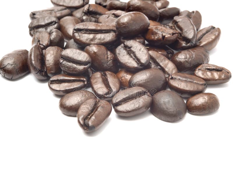 A Pile of Coffee Beans Medium Roast Solated on White Background with ...