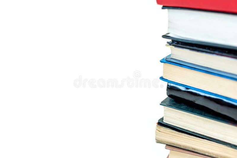 pile of colorful books, isolated on white