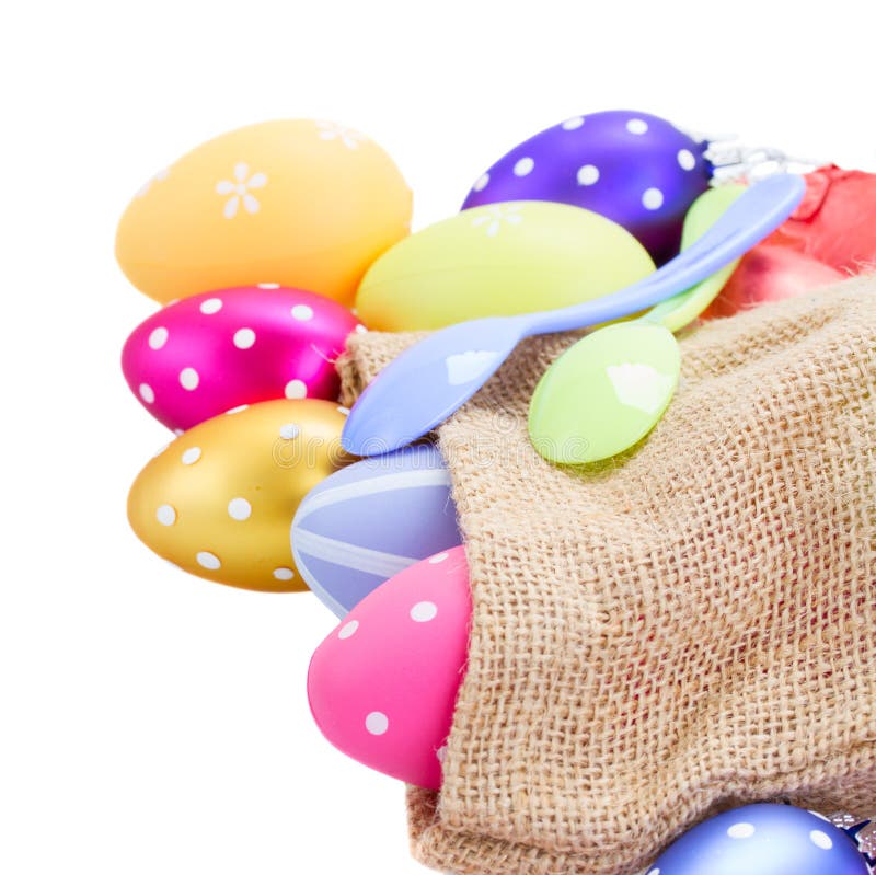 Pile Of Colorful Easter Eggs In Pouch Stock Photo Image of decoration