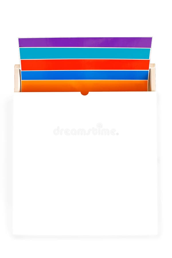 Pile of colorful 12x12 sheets of adhesive paper isolated over the white background. Assorted colors