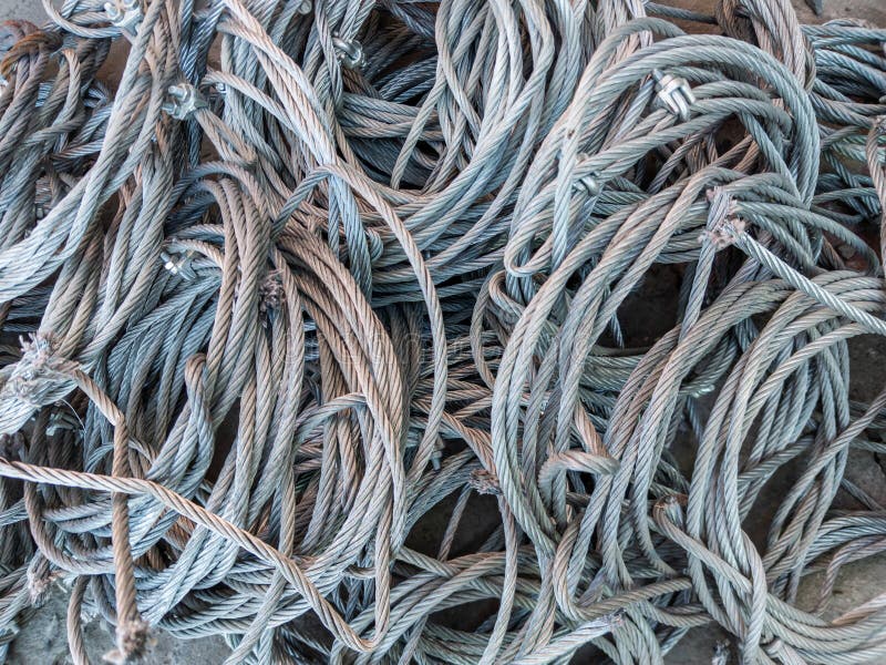 Pile of steel cable closeup background royalty free stock photography