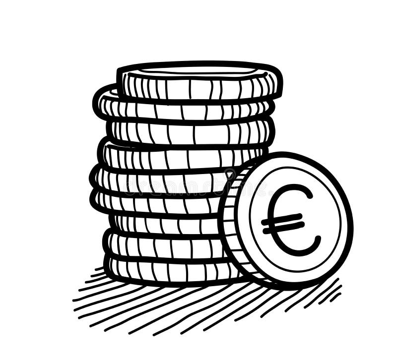 Pile de griffonnage de pièces de monnaie (euro) illustration de vecteur Pile de griffonnage de pièces de monnaie (euro) illustration de vecteur