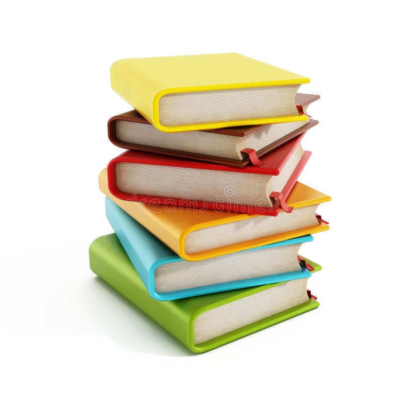 Pile De Livre Multicolore D'isolement Sur Le Blanc Illustration Stock