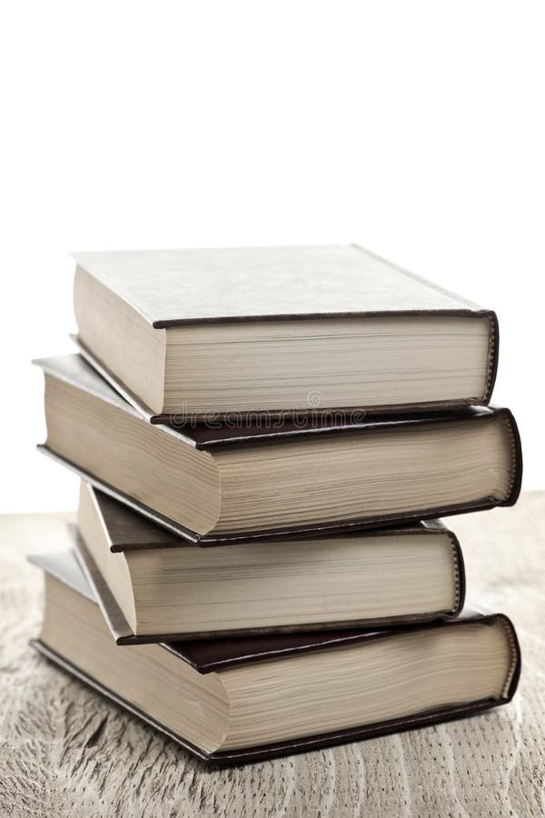 Stack of old hard cover leather bound books. Stack of old hard cover leather bound books