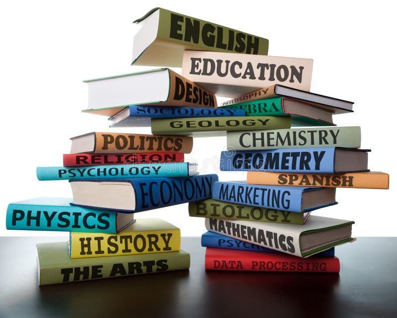 Pile de livres d'étude d'université de manuels d'école photographie stock