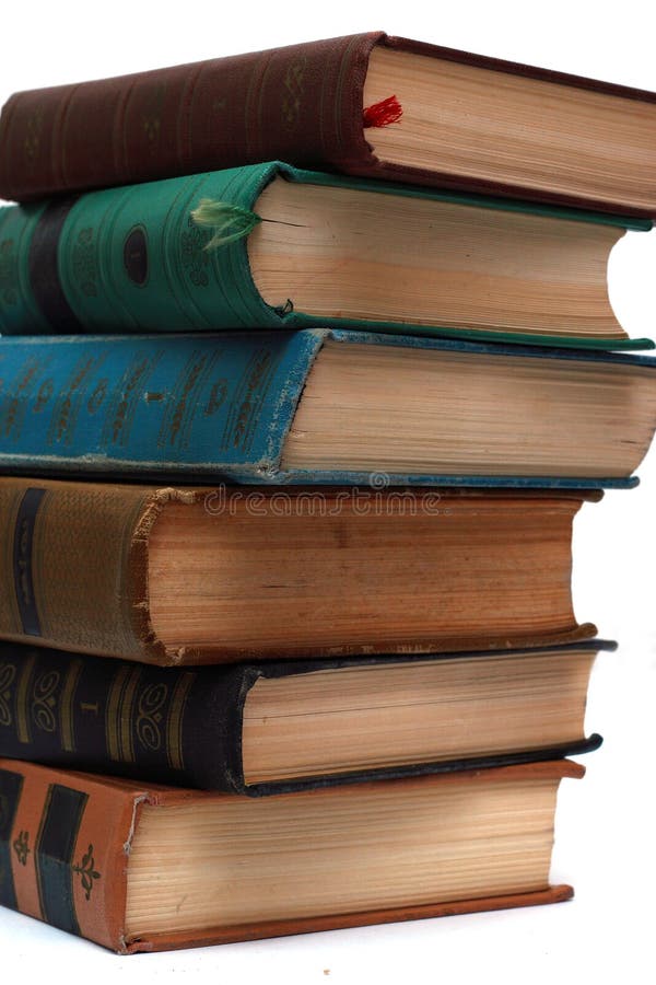 Pile of Old Antique Books with label 1 on white background. Pile of Old Antique Books with label 1 on white background