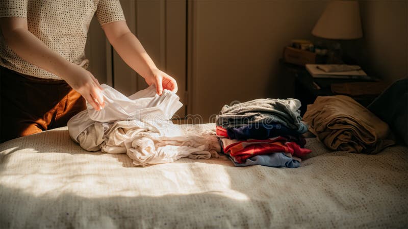 Pile de vêtements propres pliés avec Eco Design mockup bouteilles vierges emballage de détergent pour lessive sur fond blanc. illustration de vecteur