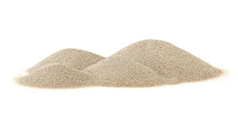 Pile desert sand dune isolated on white background. Pile of dry beach sand