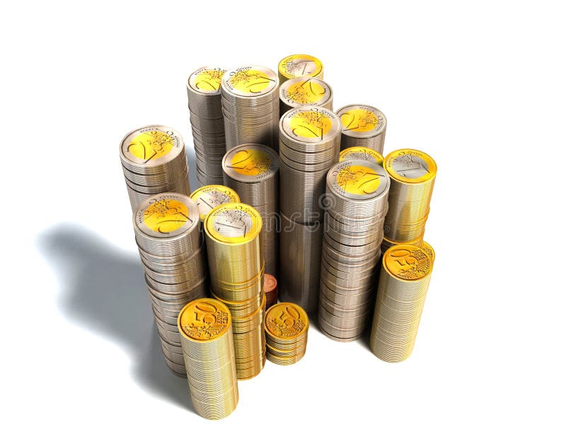 Pile di euro monete fotografie stock libere da diritti