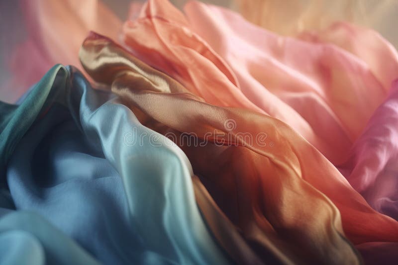 A Pile of Different Colored Silks on Top of Each Other Stock