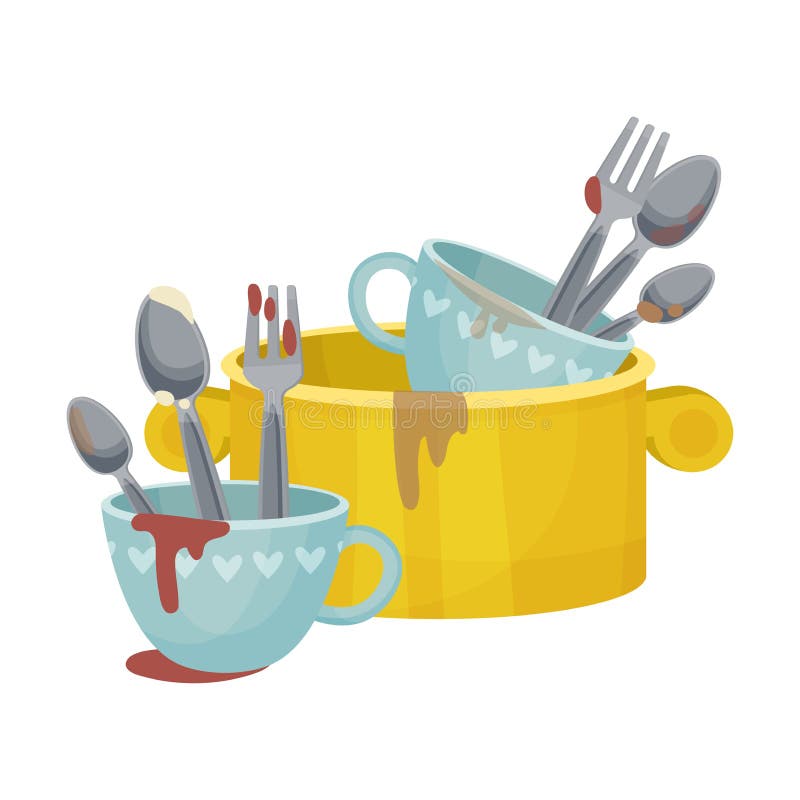 Pile of Dirty Kitchen Utensils and Crockery Left after Lunch Vector Illustration Stock Vector - Illustration of isolated, dish: 170786327 Pile of Dirty Kitchen Utensils and Crockery Left after Lunch Vector Illustration Stock Vector - Illustration of isolated, dish: 170786327