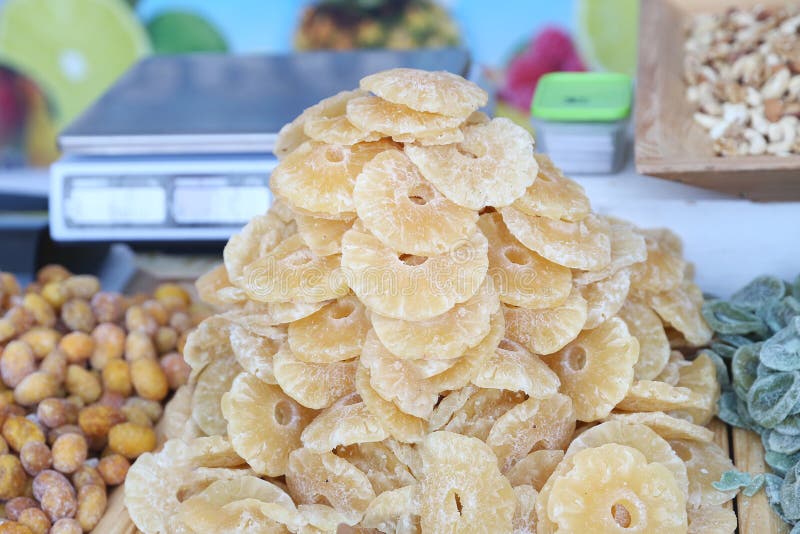 A Pile of Dried Pineapple Pieces Stock Image Image of coated, diet