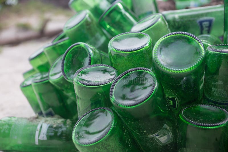 Beer In Green Bottles On The Beach In Sand Stock Photo Image of beers