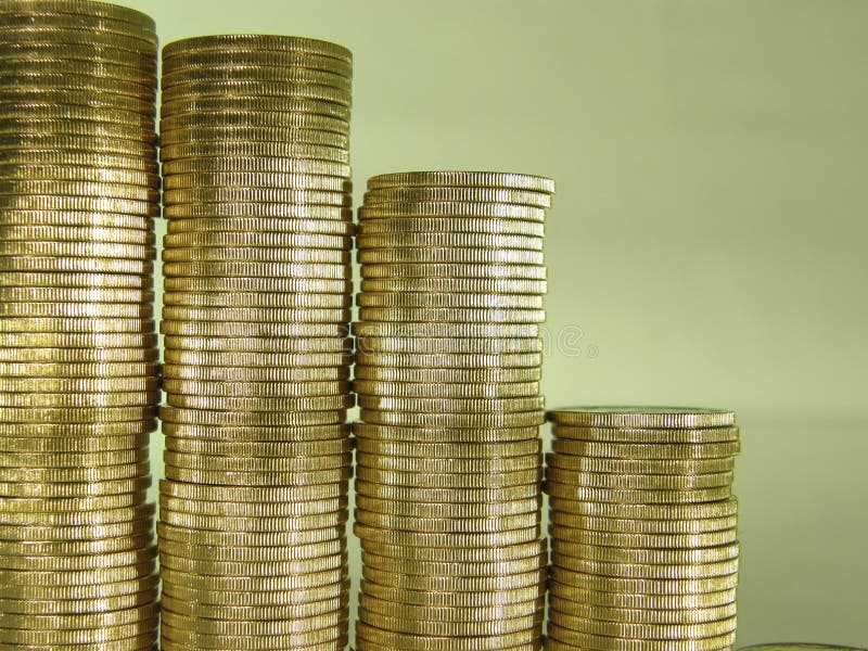 Pile folded of coins in the form of charts