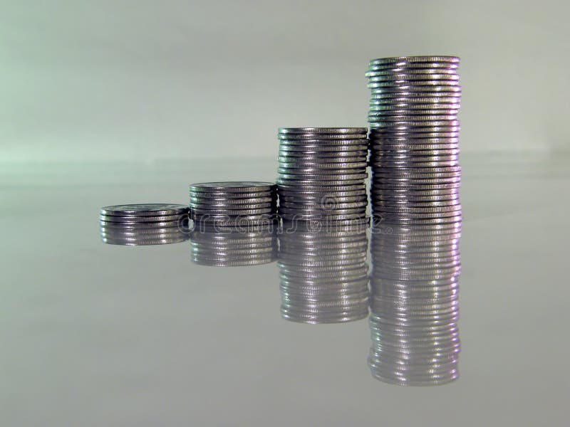 Pile folded of coins in the form of charts