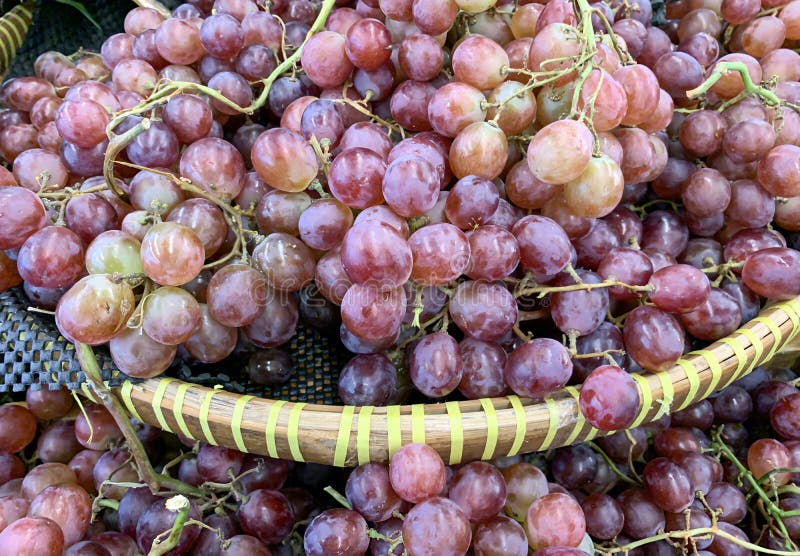 A Pile of Fresh Red Grapes in the Supermarket Stock Photo Image of