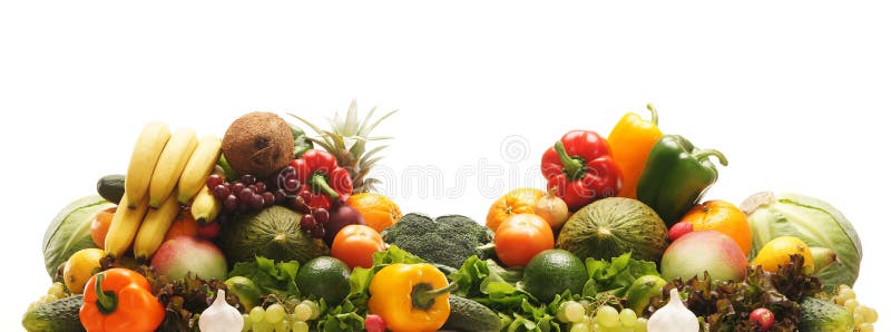 A pile of fresh and tasty fruits and vegetables