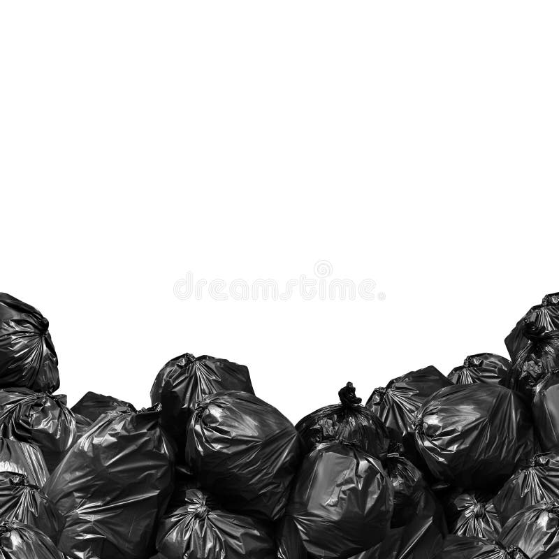 Pile of Garbage Bag Black Isolated White Background and Copy Space for ...