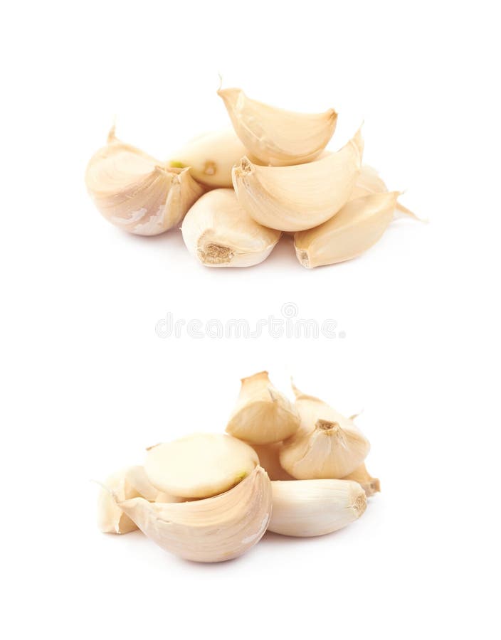 Pile of garlic cloves isolated