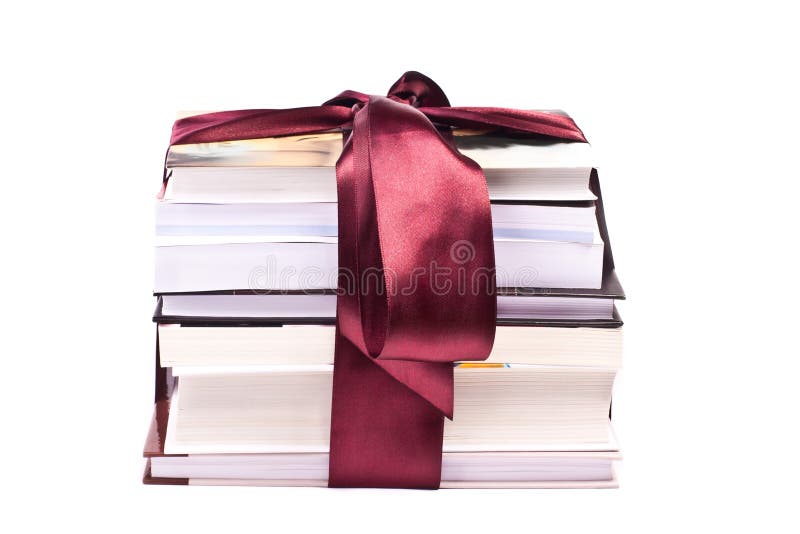 Pile of gift books tied up with a ribbon