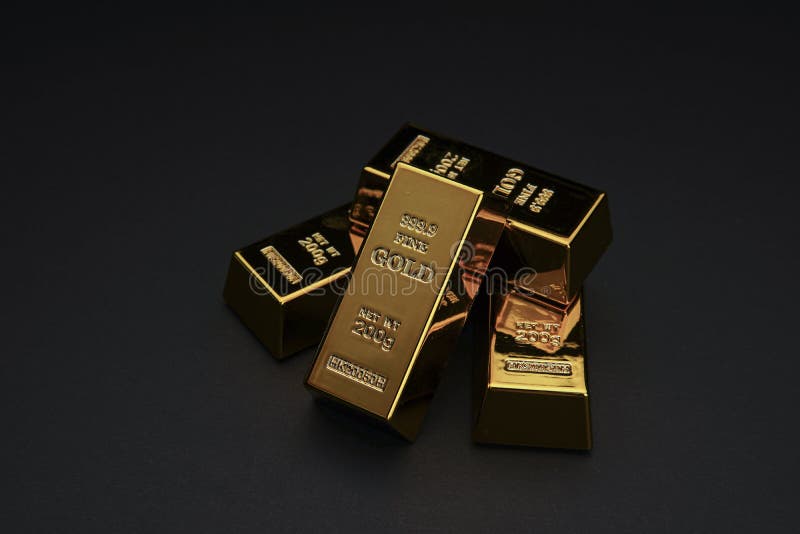 Many Shiny Gold Bars on Black Stock Photo - Image of financial