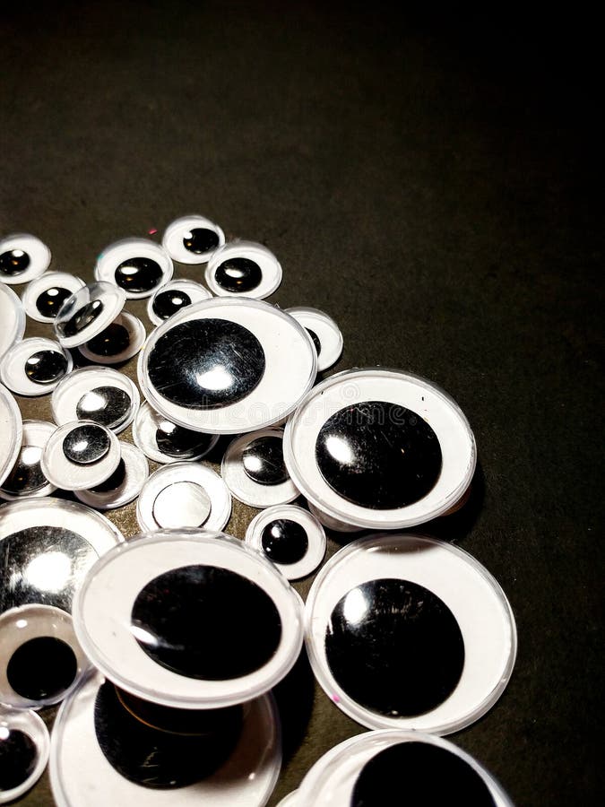 Googly Eyes Wiggle Eyes Isolated On Black And White Display Stock