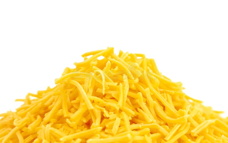 Pile of Grated Cheddar Cheese on a White Background Stock Image - Image ...