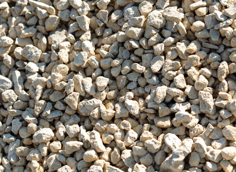 Pile of Gravel in Construction Site, Closeup of Photo Stock Photo