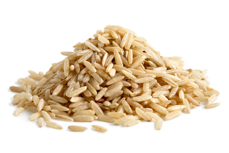 Pile of long grain brown rice.