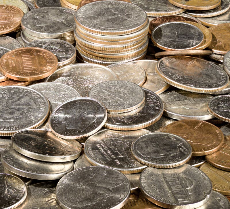 Pile of Loose US Coins in Macro Stock Image Image of wealth, bronze