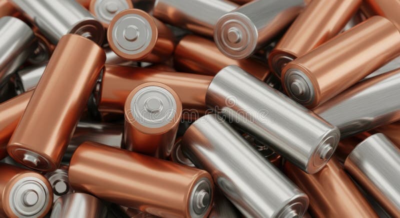 Pile mit Kupfer- und silberfarbenen metallischen Oberflächen für Energie und Strom vektor abbildung