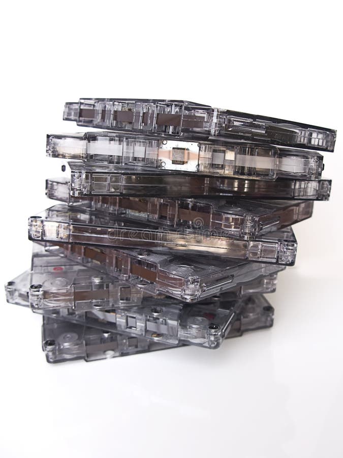 Pile of old cassette tapes royalty free stock photos