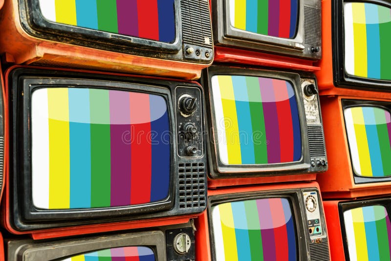 Pile of old red retro TV stock photo Image of movie 