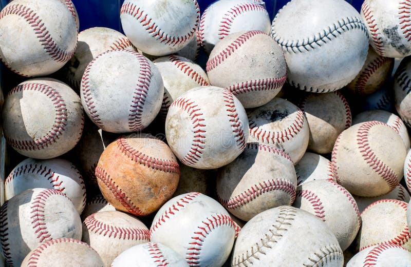 Pile of old baseballs stock image. Image of worn, used - 24082385