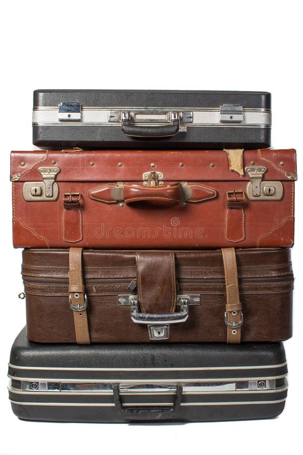 Pile of old vintage bag suitcases