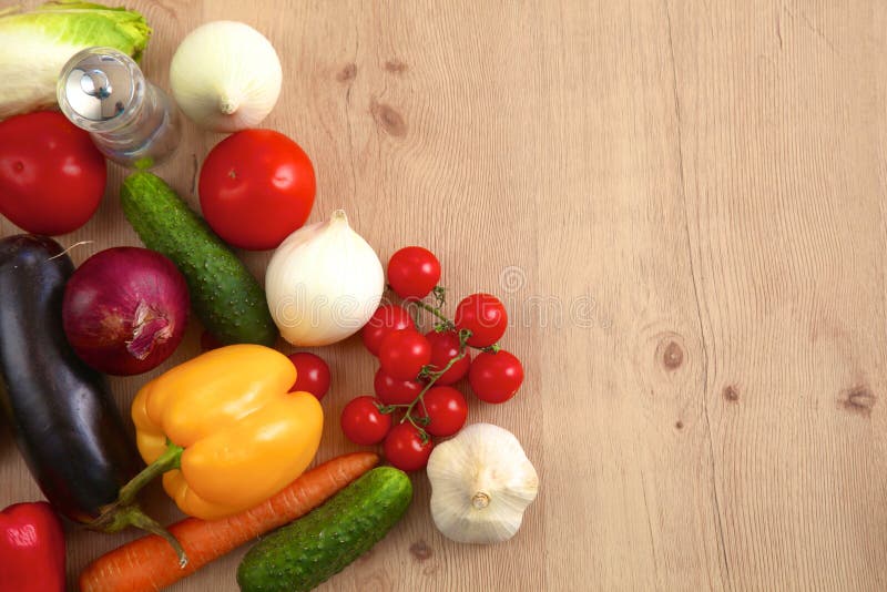 Pile of Organic Vegetables on a Wooden Table Stock Image - Image of ...