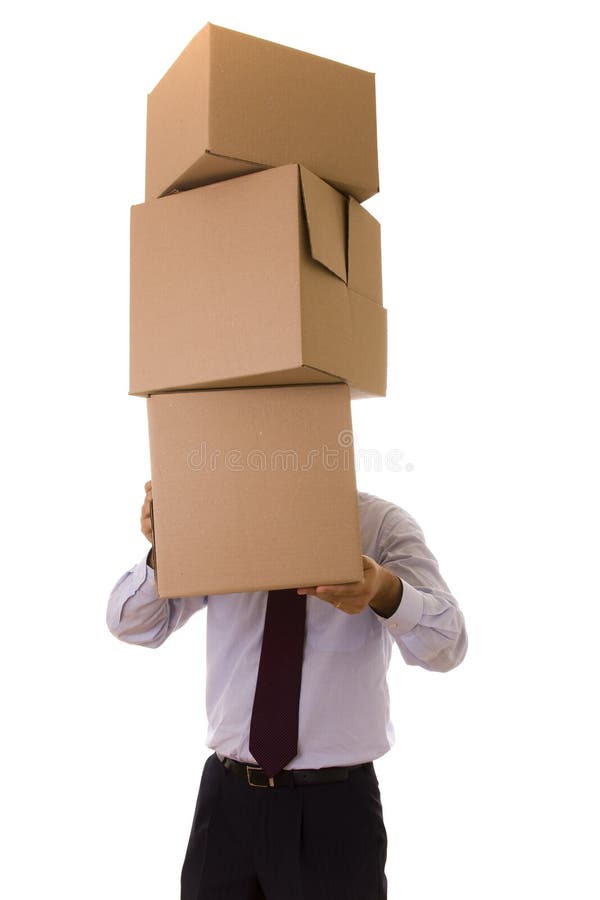 A businessman holding a pile of package parcels (isolated on white). Male hand holding businessman stock images, royalty-free photos and pictures
