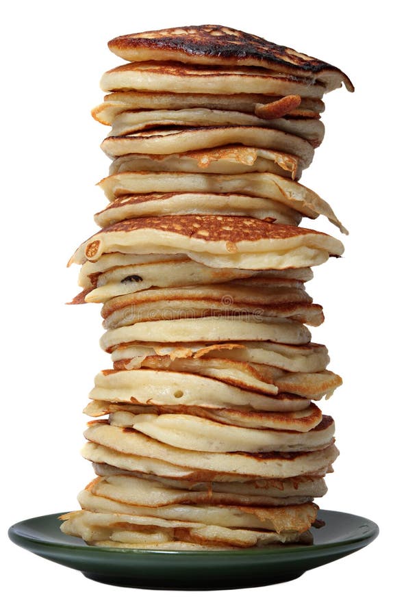 Pile of pancakes isolated on a white background