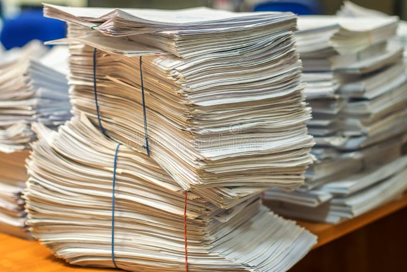Pile Of Paper Documents In The Office Stock Image Image of heap