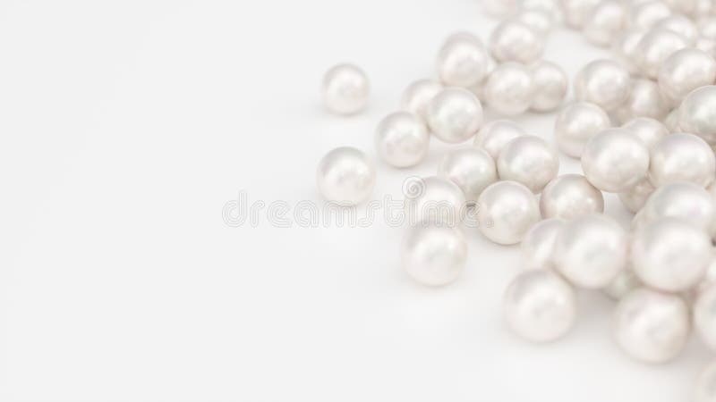 Pile of pearls. Background of the plurality of beautiful pearls. Gems, women`s jewelry, nacre beads. Background For your